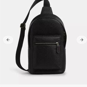 Coach Black Leather Unisex West Sling Bag